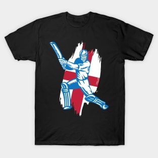 England Cricket Player Batsman Design T-Shirt